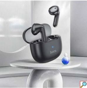 Bluetooth Handsfree In-Ear Ακουστικά με Θήκη Φόρτισης και Noise Cancellation Hoco σε Μάυρο Χρώμα