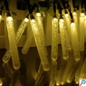 Εντυπωσιακά Χριστουγεννιάτικα Λαμπάκια Ρεύματος - Κρύσταλλοι 50 LED Θερμού Λευκού Φωτισμού 