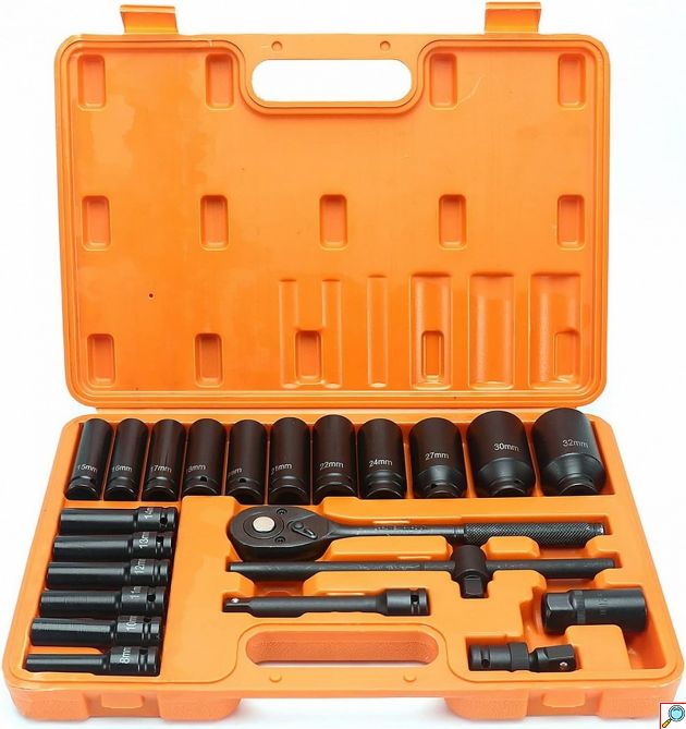 Σετ Κρουστικά Καρυδάκια 1/2″ 23 Τεμαχίων με Καστάνια & Προεκτάσεις - Επαγγελματική Εργαλειοθήκη για Αυτοκίνητα & Μηχανικές Εφαρμογές