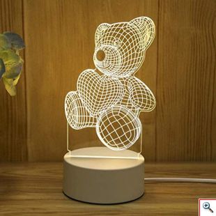 Διακοσμητικό Τρισδιάστατο LED USB Φωτιστικό Teddy Bear - 3D Desk Lamp