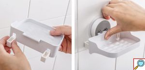 Επιτοίχιο Αυτοκόλλητο Ραφάκι για Σαπούνια Νιπτήρα Μπάνιου - Σαπουνοθήκη Πλαστική