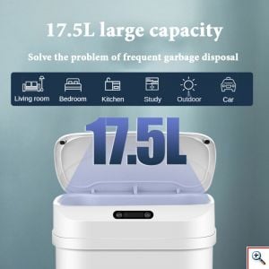 Αυτόματος Κάδος Απορριμμάτων 8 - 17,5Lt που Διπλώνει με Υπέρυθρο Αισθητήρα Κίνησης & Αυτόματο Καπάκι Ανέπαφος Λευκό - Μπλε