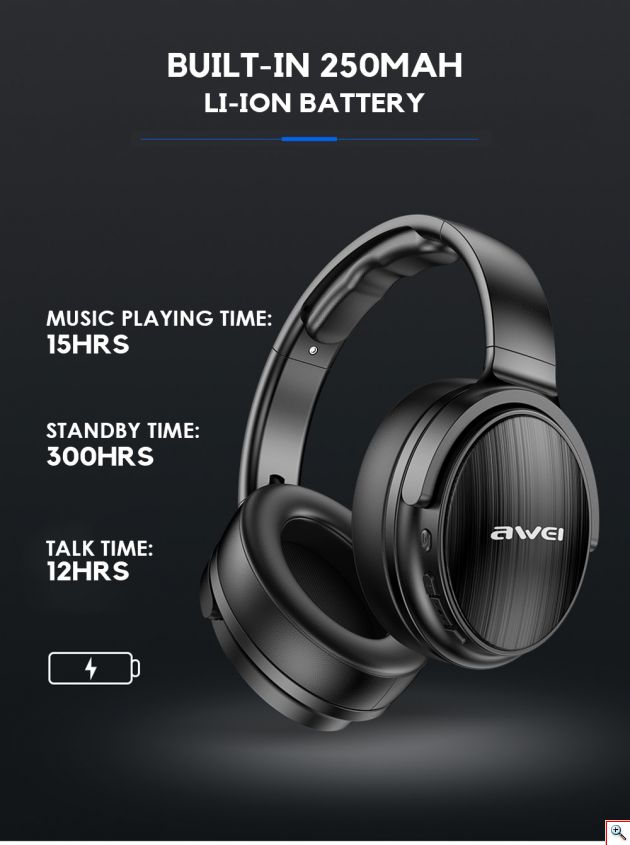 Πτυσσόμενα Ακουστικά Bluetooth Stereo με Αποσπώμενο Καλώδιο & AUX Μαύρα