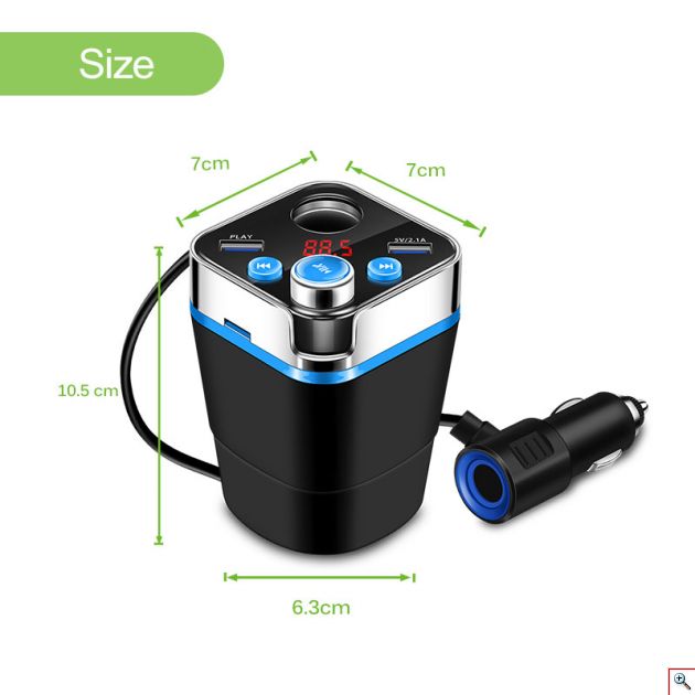 Ασύρματος Πομπός Αυτοκινήτου Bluetooth USB/SD MP3 Player & Διπλός Φορτιστής Dual USB 5V για Ποτηροθήκη - Cup Holder Car FM Transmitter