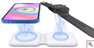 Ασύρματος Mini Φορτιστής MagSafe για iPhone 12 & iWatch - Qi Wireless Double Charger