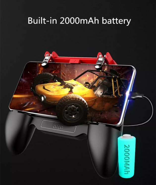 Shooting Χειριστήριο Παιχνιδιών Κινητού - Powerbank 2000mAh USB με Ανεμιστήρα Ψύξης - PUBG - Fortnite με Επαφές Σιλικόνης R1 L1 Ios & Android