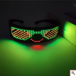 Γυαλιά LED Bluetooth Μεταβαλλόμενων Εικόνων & Animation με App Κινητού - Μαύρο