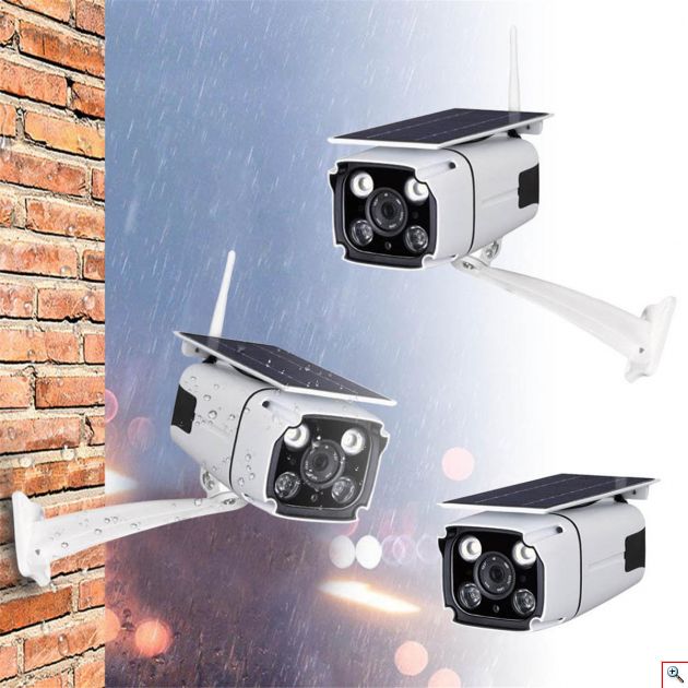 Ηλιακή Αδιάβροχη Ασύρματη IP WiFi Κάμερα Full HD 1080p P2P Εξωτερικού Χώρου με Νυχτερινή Λήψη, Ανιχνευτή Κίνησης, Ειδοποίηση στο Κινητό, Μικρόφωνο, Ηχείο, & Micro SD ΥΝ-100+