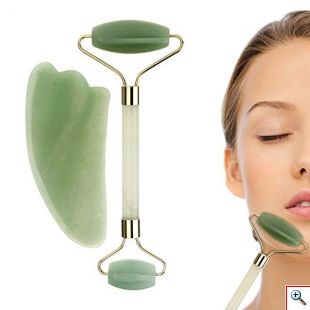 Ρολό & Πέτρα Σετ Νεφρίτη για Μασάζ Προσώπου - Anti-aging Facial Massgae Gift Set 