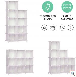 DIY Υφασμάτινη Αυτοσχέδια Ντουλάπα με Μαγνήτες - 8 Κύβοι 35cm - Cube Organizer Systems Σχέδιο Μπεζ Ξύλο