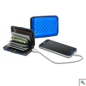Πορτοφόλι Ασφαλείας Πιστωτικών καρτών RFID & Φορητός Φορτιστής Μπαταρία Powerbank 2 σε 1
