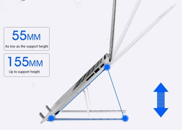 Φορητή Πτυσσόμενη Βάση Tablet & Laptop Αλουμινίου Ασημένια με Ειδική Θήκη Μεταφοράς