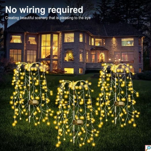 Σετ 2 τμχ Ηλιακά Φωτάκια LED Εξωτερικού Χώρου 200 LED IP44 – Κρεμαστά με 8 Λειτουργίες