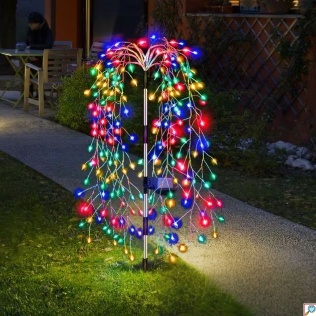 Σετ 2 τμχ Ηλιακά Φωτάκια RGB LED 200 LED – Αυτόματη Φόρτιση και Νυχτερινή Λειτουργία IP44, 8 Modes, Εξωτερικού Χώρου