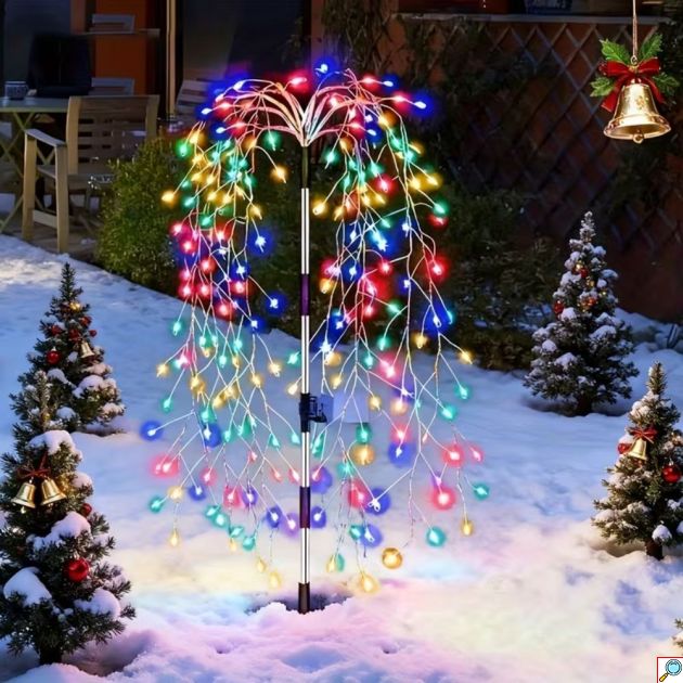 Σετ 2 τμχ Ηλιακά Φωτάκια RGB LED 200 LED – Αυτόματη Φόρτιση και Νυχτερινή Λειτουργία IP44, 8 Modes, Εξωτερικού Χώρου