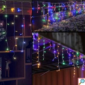 20 x 0,4m Χριστουγεννιάτικα Φωτάκια - Ασύμμετρη Κουρτίνα Βροχή - Πολύχρωμου RGB Φωτισμού - Εσωτερικού & Εξωτερικού Χώρου - AIGOSTAR