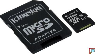 Κάρτα Μνήμης Kingston MICROSDXC 128GB CLASS 10 και Αντάπτορας SD SDC10G2/128GB