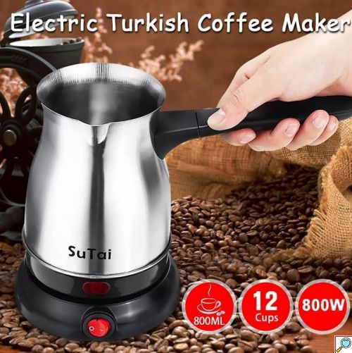 Ηλεκτρικό Μπρίκι Sutai 800W με Χωρητικότητα 800ml για Ελληνικό Καφέ