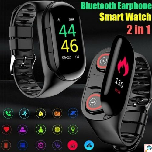 TWS 2 σε 1 Bluetooth Ακουστικά και Ρολόι Smartwatch με Παλμογράφο, Activity Tracker, Θερμιδομετρητή και Ειδοποιήσεις Εφαρμογών