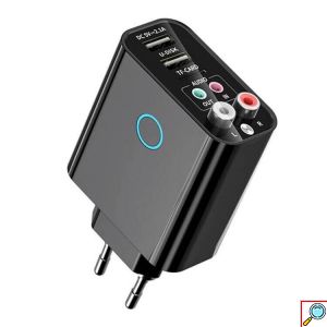 Andowl Πομπός Ήχου Δέκτης 2RCA Aux Wireless Audio Adapter με Τηλεχειριστήριο & Υποστήριξη Κάρτας TF & USB Flashdrive Φορτιστής Τοίχου Κ16