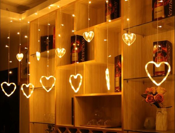 LED Χριστουγεννιάτικα Φωτάκια Κουρτίνα 3μ σε Σχήμα Καρδιάς LED Christmas Lights Star