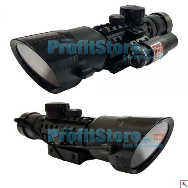 Διόπτρα Μονόκυαλο Σκοπευτικό - Hunting Rifle Scope 3-10x42 Zoom Illuminated + RED Laser