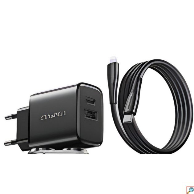 Ταχυφορτιστής 22.5W με USB-C, USB-A και καλώδιο Lightning - Διπλή θύρα, AC 100-240V