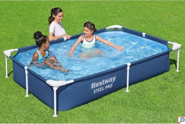 Πισίνα 221x150x43εκ. με Μεταλλικό Σκελετό - 1200L Χωρητικότητα, Εύκολη Συναρμολόγηση, Ιδανική για Κήπο & Παιδιά