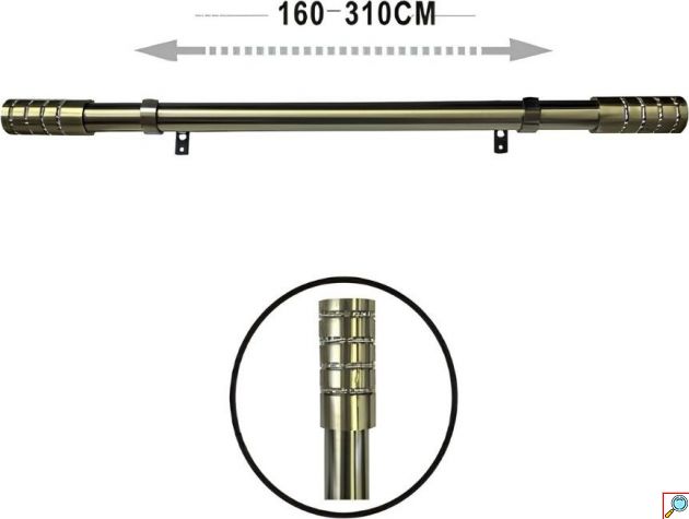 Μεταλλικό Κουρτινόξυλο 160-310 cm Χρυσό 25/28 mm – Ρυθμιζόμενο, Κομψό Τελείωμα Χώρου