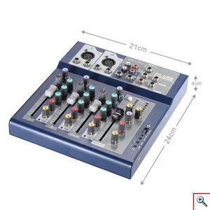 Μίκτης Ήχου για 4 Κανάλια & 3-Band EQ, Θύρα USB, AUX & 2 Είσοδοι για Μικρόφωνο