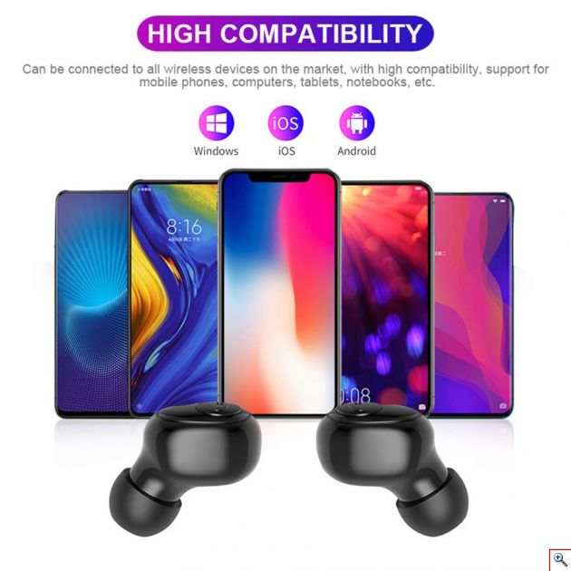 Ασύρματα Bluetooth Ακουστικά in-Ear με Θήκη Φόρτισης, Powerbank USB & LED Οθόνη - Handsfree Wireless Stereo Earphone