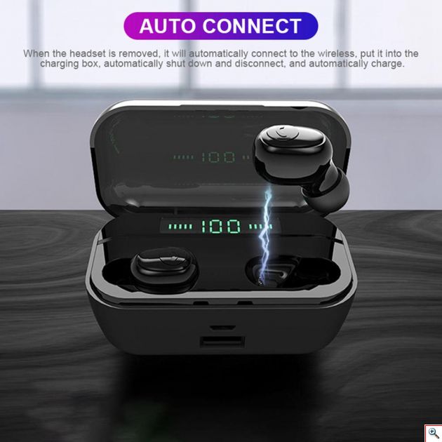 Ασύρματα Bluetooth Ακουστικά in-Ear με Θήκη Φόρτισης, Powerbank USB & LED Οθόνη - Handsfree Wireless Stereo Earphone