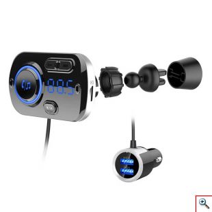 Ταχυφορτιστής Αυτοκινήτου LCD Bluetooth 5.0 FM Mp3 Player & 2 USB - Handsfree Car Kit 