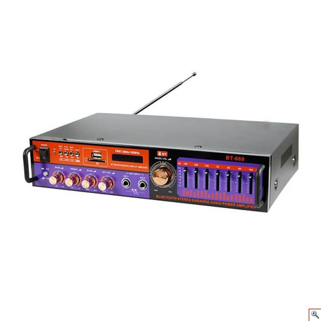 Ενισχυτής Στερεοφωνικό 20W με Bluetooth για Αναπαραγωγή MP3, Ραδιόφωνου FM, SD Kάρτας, Θύρας USB & Σύστημα Karaoke με Τηλεχειριστήριο
