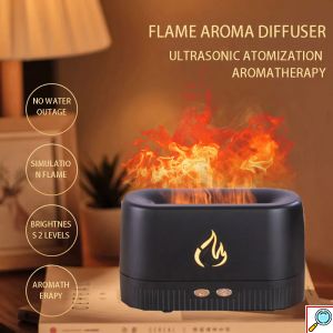 Υγραντήρας Υπερήχων & Αρωματοθεραπείας USB με LED Φωτισμό Εφέ Φλόγας 200ml - Flame Aroma Diffuser Μαύρο