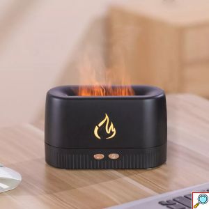 Υγραντήρας Υπερήχων & Αρωματοθεραπείας USB με LED Φωτισμό Εφέ Φλόγας 200ml - Flame Aroma Diffuser Μαύρο