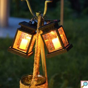 Αδιάβροχο Ηλιακό Φωτιστικό LED Φαναράκι με Κεράκι Κρεμαστό Θερμού Λευκού Φωτισμού 3000Κ