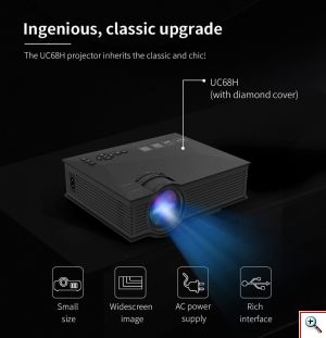 Φορητός Προτζέκτορας Led Wifi Unic® Full HD 1080p 80 ansi με HDMI, SD, USB, DLNA, Screen Mirroring - Βιντεοπροβολέας Home Cinema με Τηλεχειριστήριο