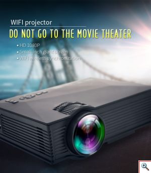 Φορητός Προτζέκτορας Led Wifi Unic® Full HD 1080p 80 ansi με HDMI, SD, USB, DLNA, Screen Mirroring - Βιντεοπροβολέας Home Cinema με Τηλεχειριστήριο