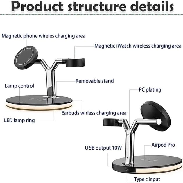 3 σε 1 Ασύρματος Φορτιστής Qi Pad 25W - Quick Charge για Smartphone, Apple Watch & AirPods - Andowl