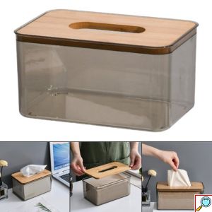 Θήκη για Χαρτομάντηλα Crystal με Ξύλινο Καπάκι
