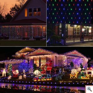 320 LED Λαμπάκια Χριστουγεννιάτικη Κουρτίνα - Πλέγμα Δίχτυ με RGB / Πολύχρωμο Φωτισμό