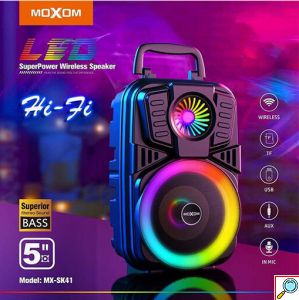 Ασύρματο Ηχείο MOXOM RGB 5W με Bluetooth και Μικρόφωνο για Καραόκε
