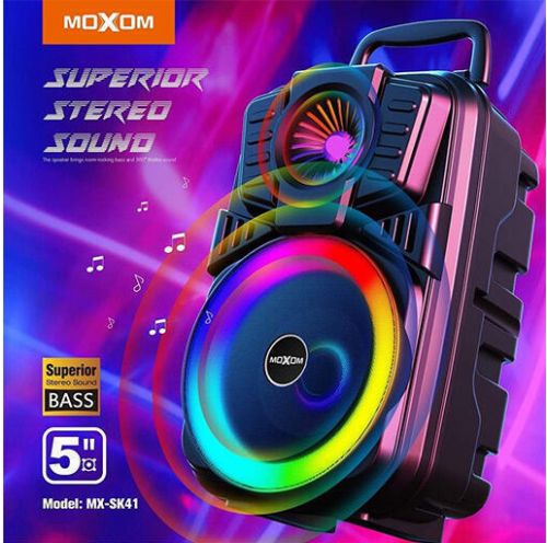 Ασύρματο Ηχείο MOXOM RGB 5W με Bluetooth και Μικρόφωνο για Καραόκε