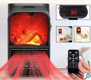 Αερόθερμο Δωματίου Τοίχου 600W με Χρονοδιακόπτη σε Μαύρο Χρώμα