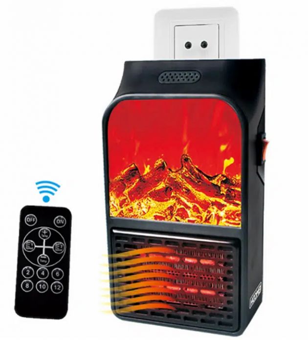 Αερόθερμο Δωματίου Τοίχου 600W με Χρονοδιακόπτη σε Μαύρο Χρώμα