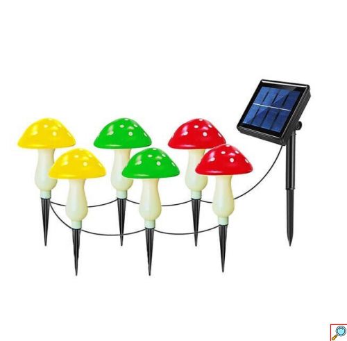 Ηλιακά Led Αδιάβροχα Φωτιστικά Κήπου σε Σχήμα Μανιταριού 6 τμχ