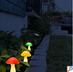 Ηλιακά Led Αδιάβροχα Φωτιστικά Κήπου σε Σχήμα Μανιταριού 6 τμχ