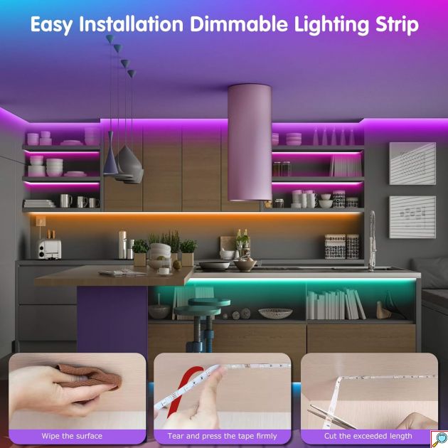 3m LED Φωτοταινία Ρυθμιζόμενης Έντασης Φωτισμού - Dimming 24W - RGB Φωτισμού με Τηλεχειριστήριο - AIGOSTAR