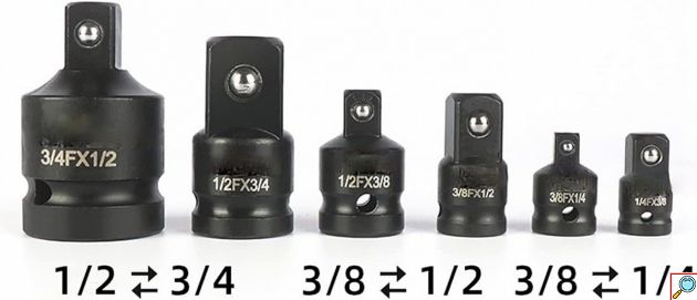 Σετ Αντάπτορες για Καρυδάκια 1/4″, 3/8″, 1/2″ & 3/4″ (6 τμχ) - Μετατροπείς Υποδοχής για Καστάνια & Αερόκλειδο σε Βαλιτσάκι